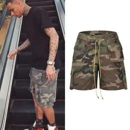 Shorts de carga de camuflagem vintage masculinos de alfaiataria tridimensional de alfaiataria do exército curto de hip hop