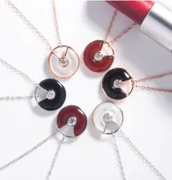 Real 925 Sterling Silver Red Black Agate Amulet Round Circle Pingnd Pingente Colares Gold Rose Gold Jewelry for Women7311798