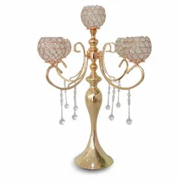 Bröllop Rose Gold Candle Holders Elegant 65 cm höjd Tall 5 Arms For Wedding Party Decoration Centerpieces9241575