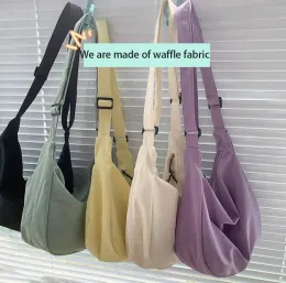 Bags Waffle Casual Art Shoulder bag Crossbody bag Solid Color supermarket bag canvas bag shopping bags reusable shopping bag