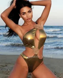 2024 Swimming Swim Wear Luxury Designer Bikini Swimwear Triangle Pack Swimsuit Split Body Triangular Shell Solid Color Yakuda V-Neck Beige Integrerad design