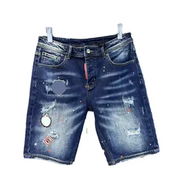 2024 Sommer Neue europäische und amerikanische Kurzjeans-Herren-Patch-Stickerei Graffiti Splash-ink fünf Männerhosen