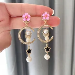 Designer Channel Cat Dangle örhängen! Mode droppe örhänge för kvinnor fest bröllopälskare gåva smycken med flanellväska