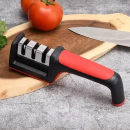 NEU 2024 Messer Spitzer Handheld Multifunktion 3 Stufen Typ Schnellschärfes Werkzeug mit nicht rutschenden Basis-Küchenmesserzubehör für für