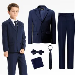 Kinder Hochzeitsanzüge für Jungen Osterkirche Blazer Kinder Abschlussfeier Prom Tuxedo Teenager Blumenkleid Kostüm 5pcs 240420