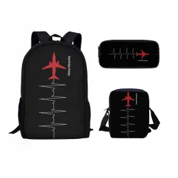 Taschen 3pcs/Set Letter Flugzeug Muster Schulbeutel Männer Reisen Mochila anpassbare Schultaschen für Mädchen Jungen Teenager Rucksäcke