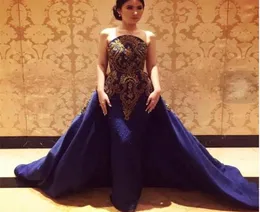 Red Carpet Celebrity Evening Dresses Long Stapless Gold Embroidery Appliques Prom Dress Mermiad Zuhair Murad Dresses Formal Party 1556240