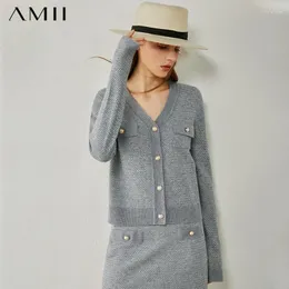 Abiti da lavoro amii minimalismo autunno donna tops fashion pullover vneck tweed giacca tweed ad alta vita aline women gonna 12040763