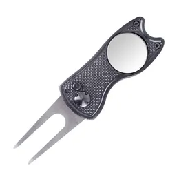 Camping Hunting Knives Promotion H9241 Knivgolf Reparationsverktyg Rostfritt stål Fällbara magnetiska golfs Divot -knappverktyg Bollmarkör 1 DH6G8