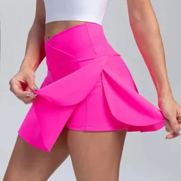 Women Sports Short Skirt Short 2 in 1 Yoga Shoga Side Side Fitness Fila che corre il tennis Badminton Anti Exposure Skirt Gym Sportswear 240419