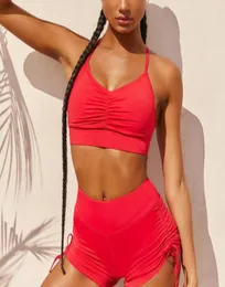 Women Summer Yoga Suits Trendy Short Sets Fashion Crop Topshort Set Tracksuits Yogawear Sports Vest Shortswear Zwei Stücke Set SUI83696841