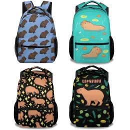 Bolsas Capybara Backpack Gift for Kids meninos meninas Meninas Polyster School Bag Print Travel