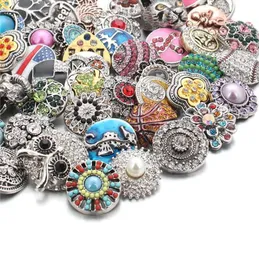 50pcslot estilo misto de 18mm botões de metal jóias 50 designs ginger shinestone snap ajuste 18mm pulmanha de pulseira de pulseira