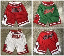 En kaliteli sepet spor şort sepet kolej pantolon Chicago cep basketbol şort retro boğa kırmızı beyaz yeşil pantolon cep9073027