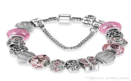 925スターリングシルバーメッキビーズクリスタルバタフライシャムブレスレットfor charm bracelet bangle diy jewelry for women8379336