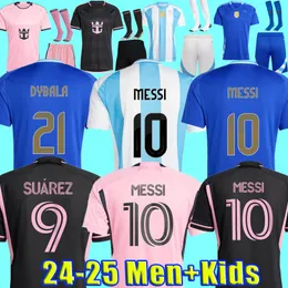2024インターマイアミサッカージャージメシススアレスアルゼンチンサッカーシャツインターマイアミスキット24 25コパアメリカディマリアディバラマルティネスナショナルチームジャージーキッズキット
