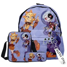 Mochilas 2022 New Sundrop FNAF Impressão Backpack Conjuntos de mochila 3D Estilo preppy Treepiece Terne Harajuku Mackpack+Saco de ombro+Lápis