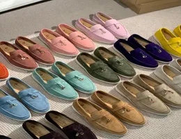 Summer Charms Dress Shoes Walk Suede Loafers Shoes Factory Footwear äkta män och kvinnor Casual Slipon Flats Vrouwen Luxury Desi1012477