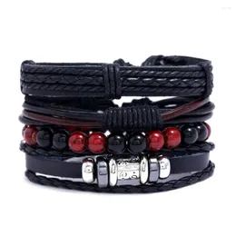 Bracelets de charme Multi-camada de couro Retro Bracelet Men and Women Railed Ruped Badyd Set Jewelry