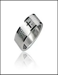 Cross bible scripture titanium steel stainless steel ring concave convex corrosion ring men and women whole2672807