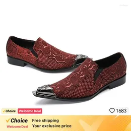 Kleiderschuhe Herren Luxus handgefertigtes speicherte Metallzehen Leder Männer Slip-on formelle Business-Party Hochzeit Oxford