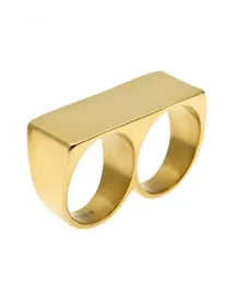 Anelli a doppio dito da uomo Nuovi anelli di gioielli hip hop anelli dorati da uomo9335168