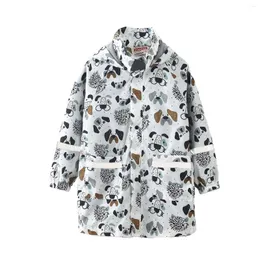 코트 방수 어린이 비옷 사랑 사랑스러운 인쇄 모자 주머니와 함께 중간 길이의 야외 스톰 슈트 재킷