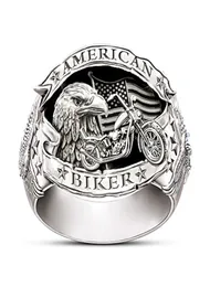 Fevereiro da marca Palavras esculpidas de motociclista americano Ring Motorcycle Dom Eagle Animal Jewelry Hip Hop Rock Presente para o namorado P6923440