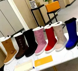 Mulheres impressam as botas de tornozelo plano de neve de neve cognac Brown Bott Fashion Fashion Boties Inverno Botas de borracha Tamanho 3541 Com a caixa 9842072