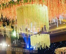 Flores decorativas Chegada material de casamento de luxo Rattan de flor artificial 1 metros de comprimento Wisteria Vine para férias festivas