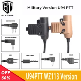 Tillbehör Taktisk ny civilversion U94 PTT WADSN Headset Comtac Earphone Outdoor Hunting Protect Headphone PTT Fit Baofeng Kenwood Plug