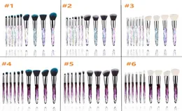 20Set Diamond Shape Rainbow Handle 10st Makeup Brushes Set Professional Foundation Crystal Diamond Handhands Makeup Brush 6Styles I5083398