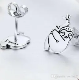 FashionJewelry S925 Sterling Silver Stud أقراط Sloth Animals Stud أقراط للنساء الموضة في 2416650