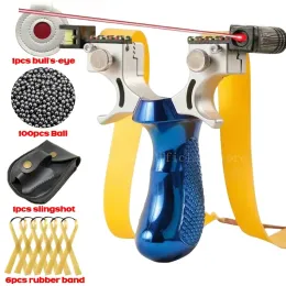 Scopes Laser Aiming Slingsshot Anti Slip Resin Slingshot Outdoor Hunting Shooting Rubber Band Steel Ball Practice Package