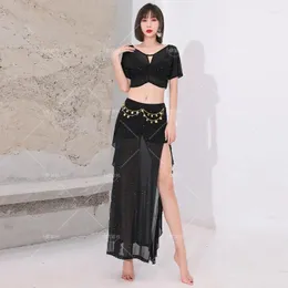 Stage Wear Belly Dance Top Skirt Set Sexy Women Practice Clothes Fashion Long Suit Party Disco Costume Indio Fantasi