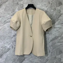 Fashion blazer coreana Donne a maniche corte Vneck Summer Chic Office Ladies Tops Y2K vestiti solidi 240417
