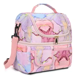 Taschen Lokass Lunchbags Großer Kühler -Einkaufstasche mit abnehmbarem Schultergurt weit geöffneter Thermalmahlzeit zubereitet Mittagessen Organizer Box