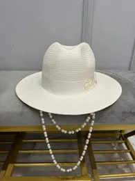 summer arrival Double Chain Strap Fedora Hat straw hat for women 240415