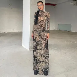 Sıradan elbiseler Deeptwon y2k vintage karışım sıkı elbise kadınlar goth harajuku sokak giyim uzun kollu grafik sonbahar Amerikan retro vestidos