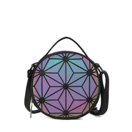 Bags Brand luminous Women's shoulder bag Cute round Reflective geometric holographic bag for girls Party Crossbody bag ladies clutch