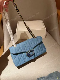 Beyaz 26cm Tasarımcı Çanta Tabby Bag Baget Denim Kumaş Torbaları Kadın Kart Tutucu Elmas Grid Borsa Kapitone Zincir Lüks Çanta Çapraz Gövde WYG