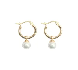 Hoop Huggie 1Pair 18K Gold 135mm Söt Real925 Sterling Silver Shell Pearl Loop Circle Earring Earbone Fiercied Charms CF28295387086