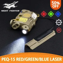 Scopes Airsoft PEQ15 WADSN Red Green Blue Dot Laser Sight White LED Lisja LED IR Wskaźnik Nylon Venson Hunting AR15 Karabin z przełącznikiem