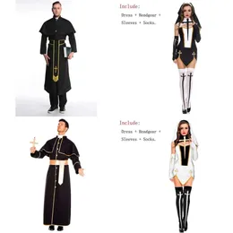 Múltiplos casais da Idade Média Sacerdote Nun Habitume Igreja Convento Religioso Cosplay Fancy Party Dress Carnival Halloween x1010