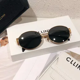 Fashion Triumph Oval Frame CLLINN Designer Sunglasses Men's and Women's Metal Legs Green Lenses Sunglasses Retro Small Round Frame Sexy Little Women 40235 Eyewear