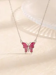 Pingentes pura colar de prata 925 com pingente de borboleta rosada para a necessidade de estilo gentil diário de mulheres diárias