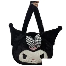Bolsas inseras de Big Girls Fuzzy Bolsa Black Kuromi P Bag Soft Acessórios Princess