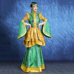 Stage Wear Customized Mongolian Ethnic Dance Costumes For Women Featuring A Green Flower Like Beauty And Robe