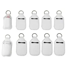 30ml Sublimation Blank Neoprene Split Bottle Cover SBR Blanks Hand Sanitizer Set Perfumes Bottle Holder keychain