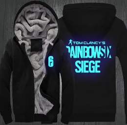 Tom Clancy039s Rainbow Seis Siege Hoodie Men039s Inverno Casual Super quente Espalhar com Fleece Fenhar